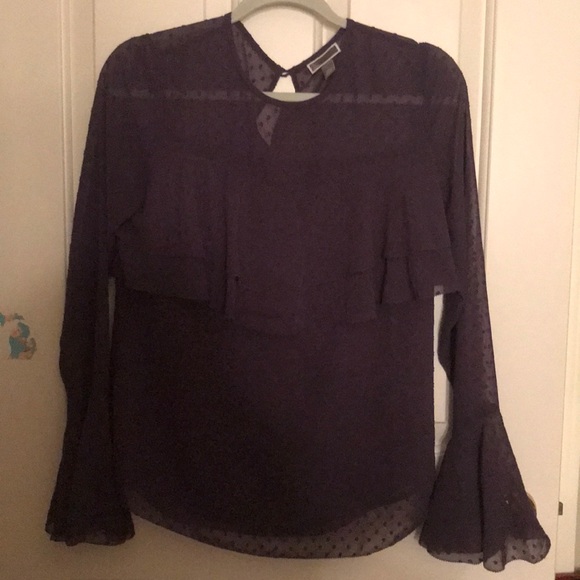 Chelsea28 ruffled polka dot purple top size small - Picture 3 of 12